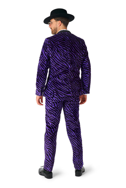 Traje morado estampado cebra