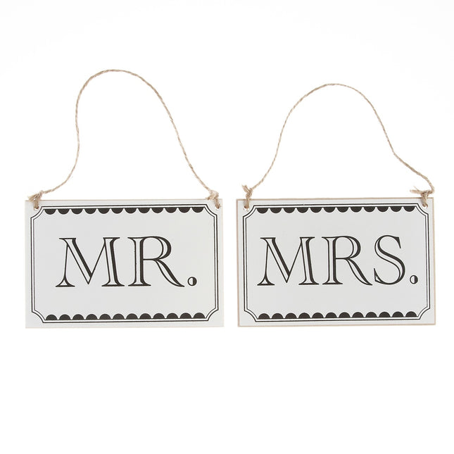 Plato de madera Mr& Mrs 14cm 2pcs