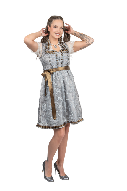 Vestido Dirndl Plata Oktoberfest Mujer 2 Piezas