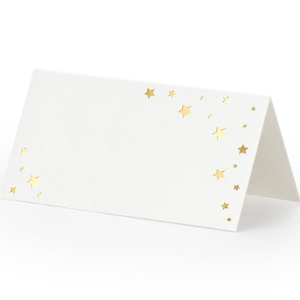 Etiquetas blancas con nombre Estrellas doradas 9.5cm 10pcs