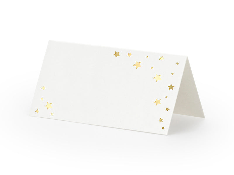 Etiquetas blancas con nombre Estrellas doradas 9.5cm 10pcs