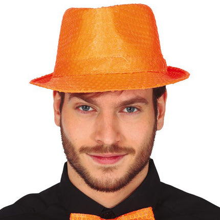 Gorro Naranja Neón Paillettes