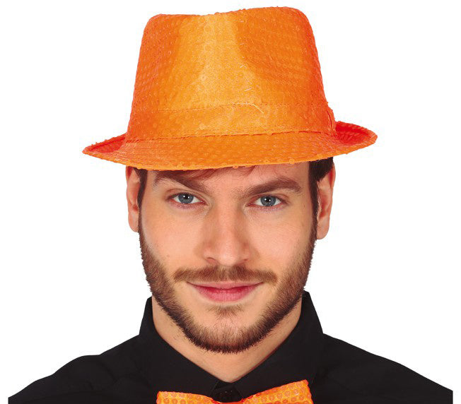 Gorro Naranja Neón Paillettes