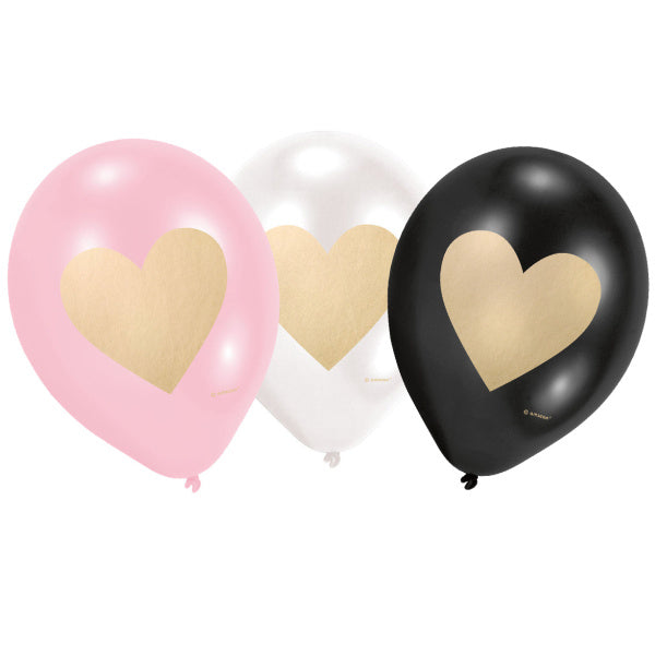 Globos Corazón Oro 23cm 6pcs