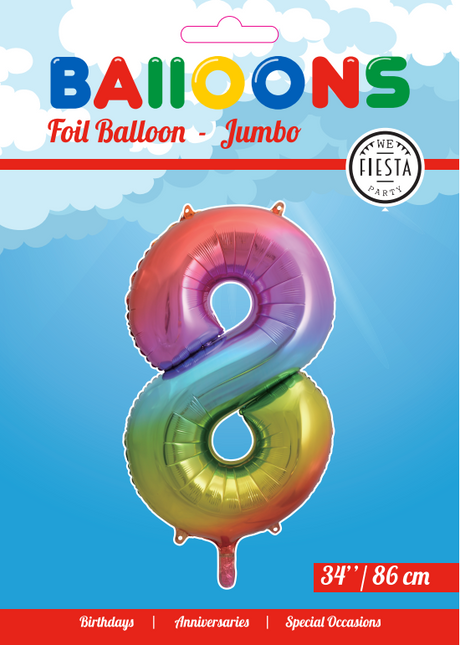 Globo Foil Figura 8 Arco Iris XL 86cm vacío