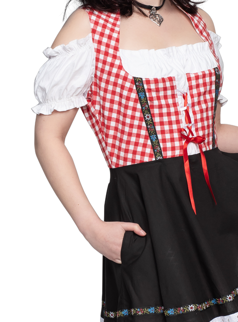 Oktoberfest Vestido Dirndl Oktoberfest Rojo Blanco Negro Señoras