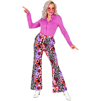 Pantalones Disco 70S Púrpura Rosa Señoras