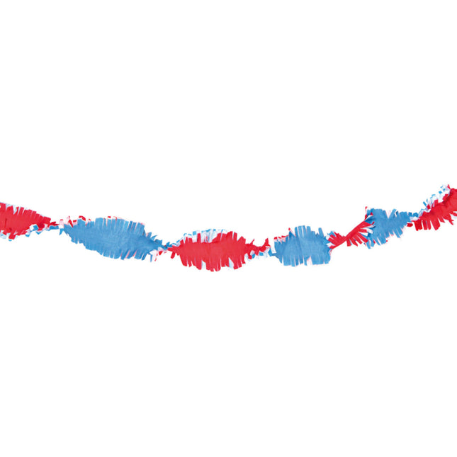 Guirnaldas de crepé rojo, blanco y azul 6m
