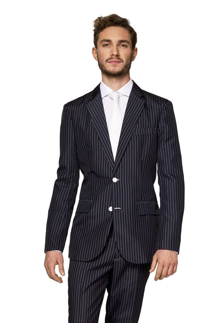 Traje negro de raya diplomática para hombre Suitmeister