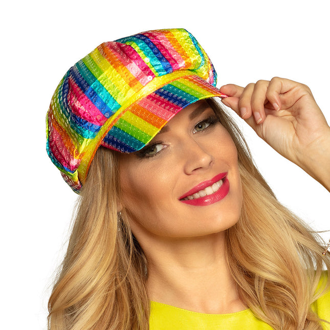 Gorra Arco Iris Purpurina