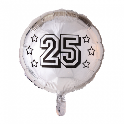 Globo de Helio 25 Años Plata 45cm vacío