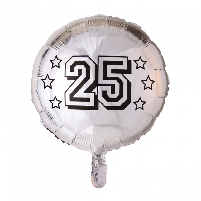 Globo de Helio 25 Años Plata 45cm vacío