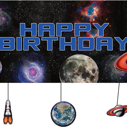 Banderola Fiesta Espacial Feliz Cumpleaños 1.52m