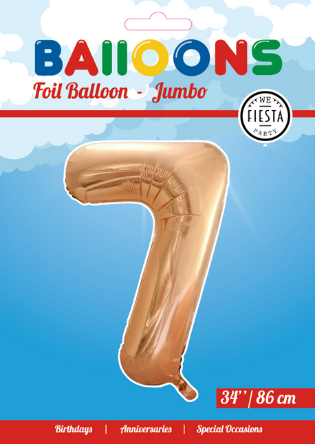 Globo Foil Figura 7 Oro Rosa XL 86cm vacío