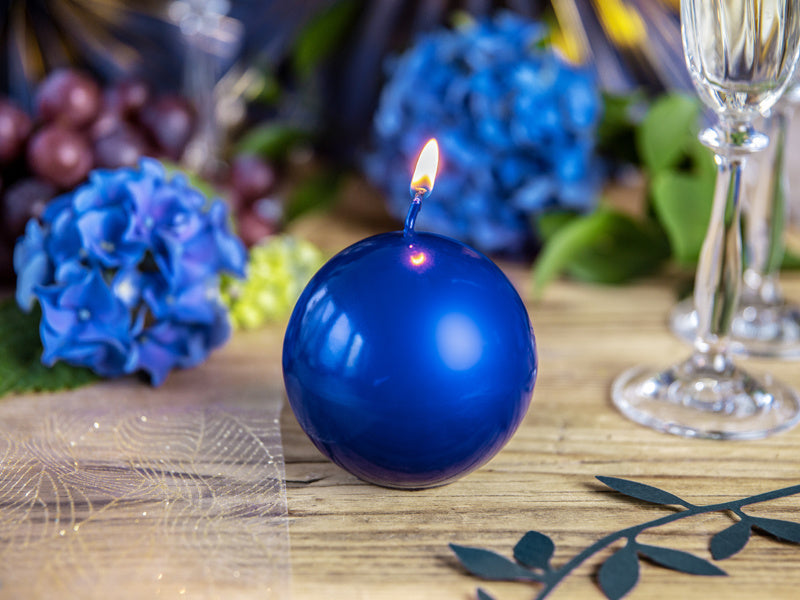 Velas Bola Azul Metálico 6cm 10pcs