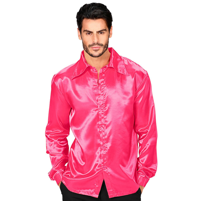 Blusa Disco 70S Satén Rosa Hombre