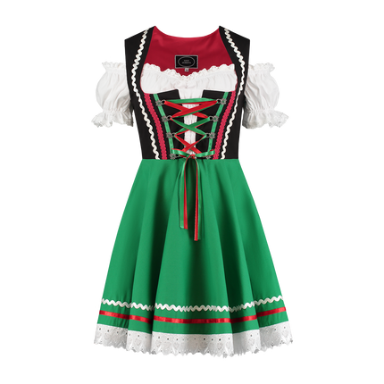 Oktoberfest Vestido Dirndl Oktoberfest Negro Verde Señoras 2 Piezas