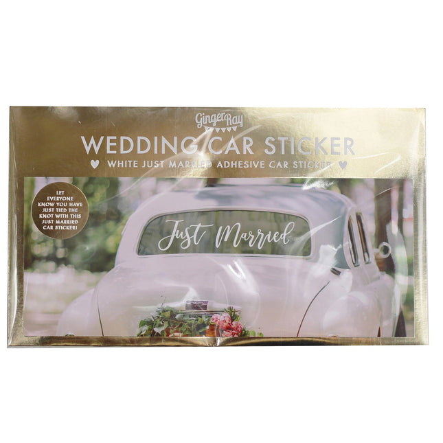 Adhesivo blanco para coche Just Married 60cm