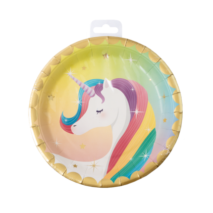 Platos Unicornio Colores 23cm 8uds.