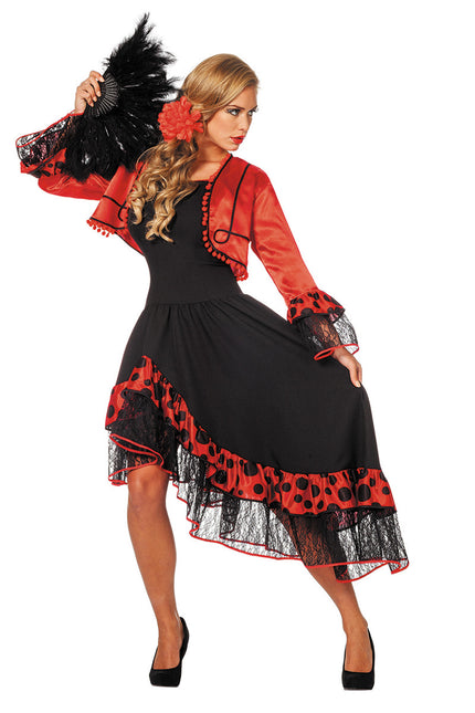 Traje Español Flamenco Rojo Negro