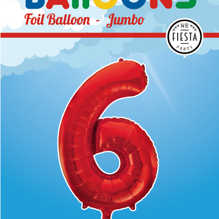 Globo Foil Figura 6 Rojo XL 86cm vacío