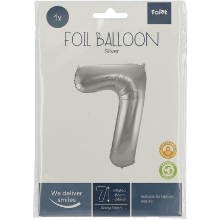 Globo Foil Figura 7 Plata Metalizado XL 86cm vacío