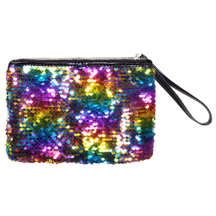 Bolso Glitter Reversible Arco Iris Plata 20cm