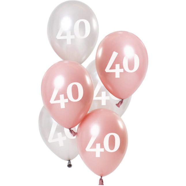 Globos 40 Años Rosa 23cm 6pcs