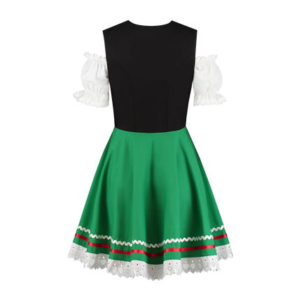 Oktoberfest Vestido Dirndl Oktoberfest Negro Verde Señoras 2 Piezas