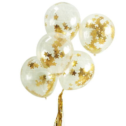 Globos Confeti Oro Estrellas 30cm 5pcs