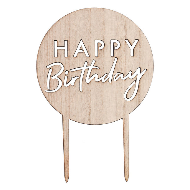 Feliz Cumpleaños Cake Topper Madera 18cm