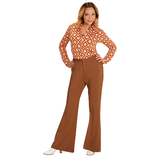 Pantalón Disco 70S Marrón Mujer