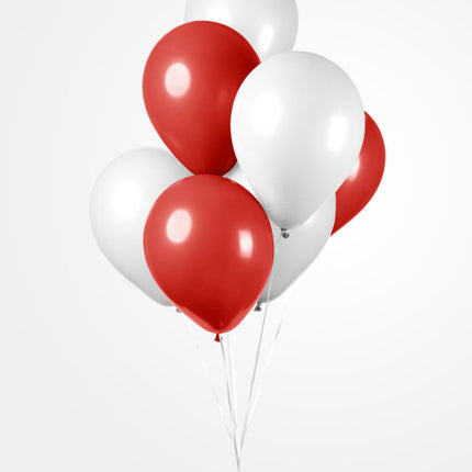 Globos Rojo Blanco 30cm 10pcs