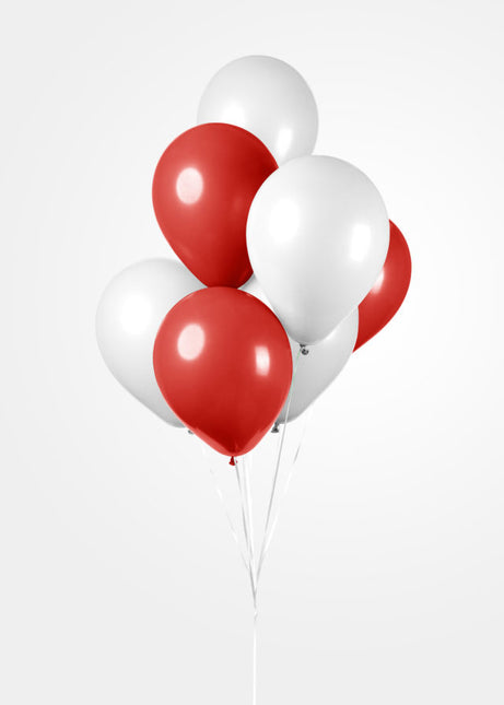 Globos Rojo Blanco 30cm 10pcs