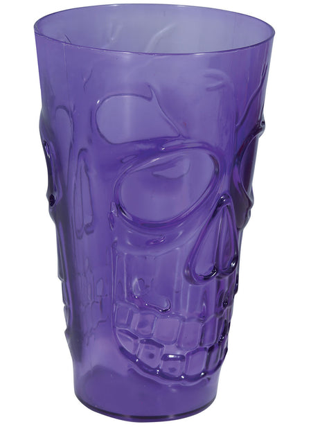 Calavera de cristal morada de Halloween 15cm