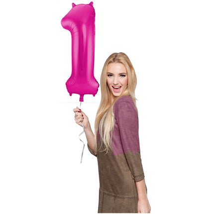 Globo Foil Figura 1 Fucsia Metalizado XL 86cm vacío