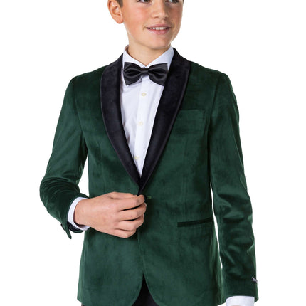 Blazer de terciopelo verde oscuro niño adolescente OppoSuits