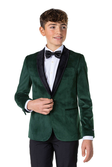 Blazer de terciopelo verde oscuro niño adolescente OppoSuits