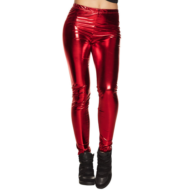 Legging rojo metalizado