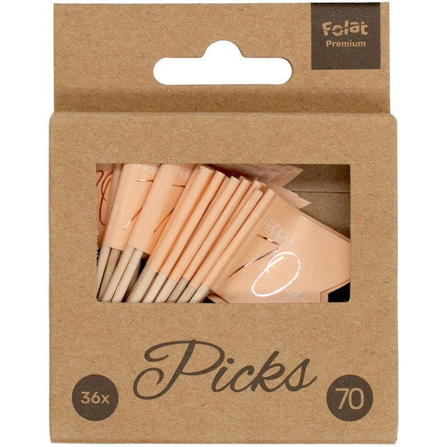 Prickers 70 Años Oro Rosa 6,5cm 36pcs