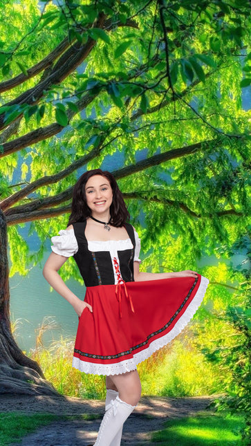 Oktoberfest Vestido Dirndl Oktoberfest Negro Rojo Señoras