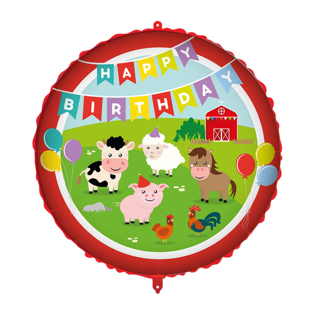 Feliz Cumpleaños Globo de Helio Animales de Granja Vacío