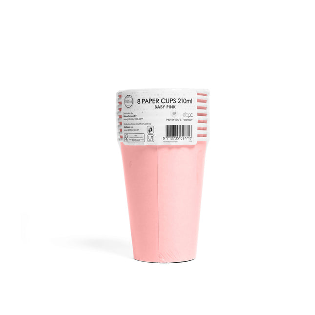 Vasos Rosas Papel 210ml 8ud