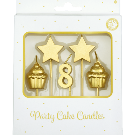 Velas 8 Años Cupcake Oro 17,5cm