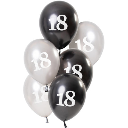 Globos 18 Años Negro 23cm 6pcs