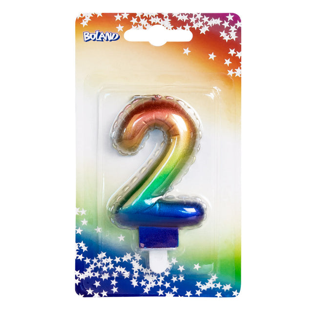 Vela Arco Iris 2 Años 8cm