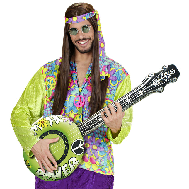 Hippie 60S Banjo Falso Hinchable Verde 1m