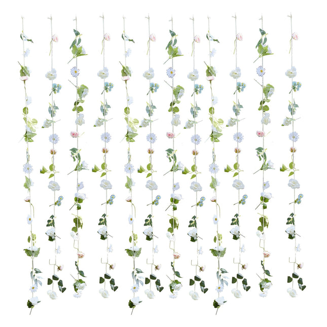 Decoración colgante Flores 1,8m 12pcs