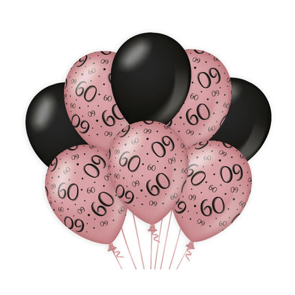 Globos 60 Años Rosa Negra 30cm 8pcs