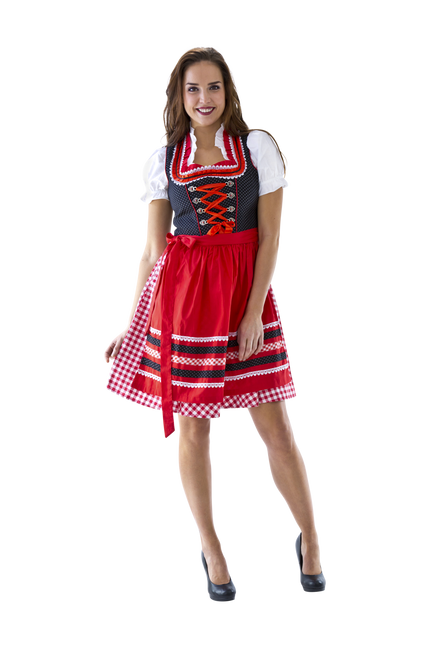 Rojo Blanco Dirndl Vestido Oktoberfest Damas Cuadros